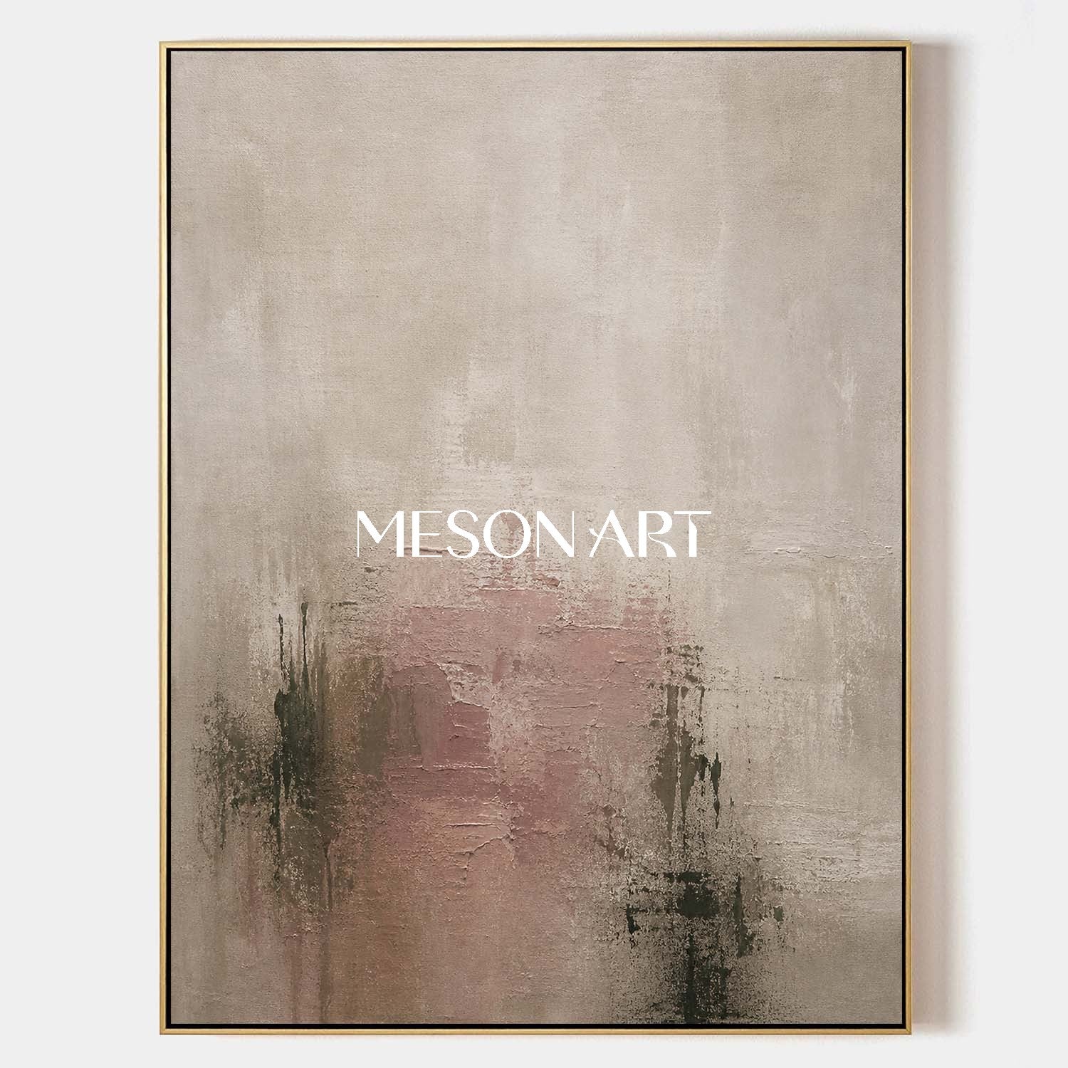 Minimalist Abstract Painting In Earth Tones With Soft Texture For Modern Home Decor