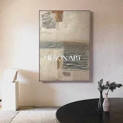 Large 3D Neutral Abstract Canvas Art Beige Texture Painting Wabi-Sabi Wall Art Decor
