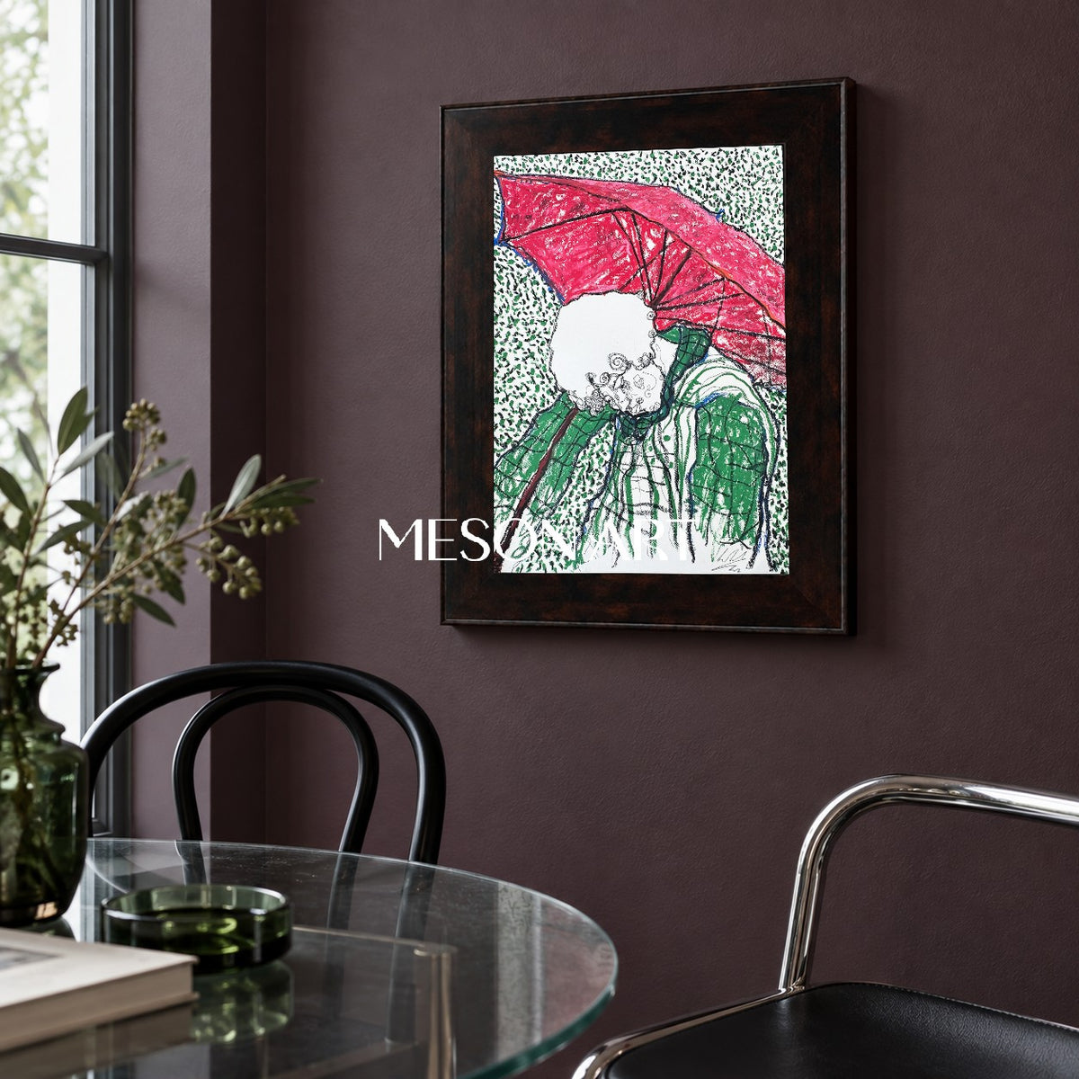 Red And Green Figurative Expressionist Painting Modern Art Rectangular Wall Decor By Mesonart