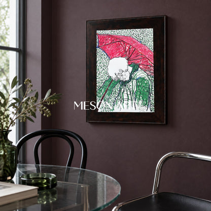 Red And Green Figurative Expressionist Painting Modern Art Rectangular Wall Decor By Mesonart