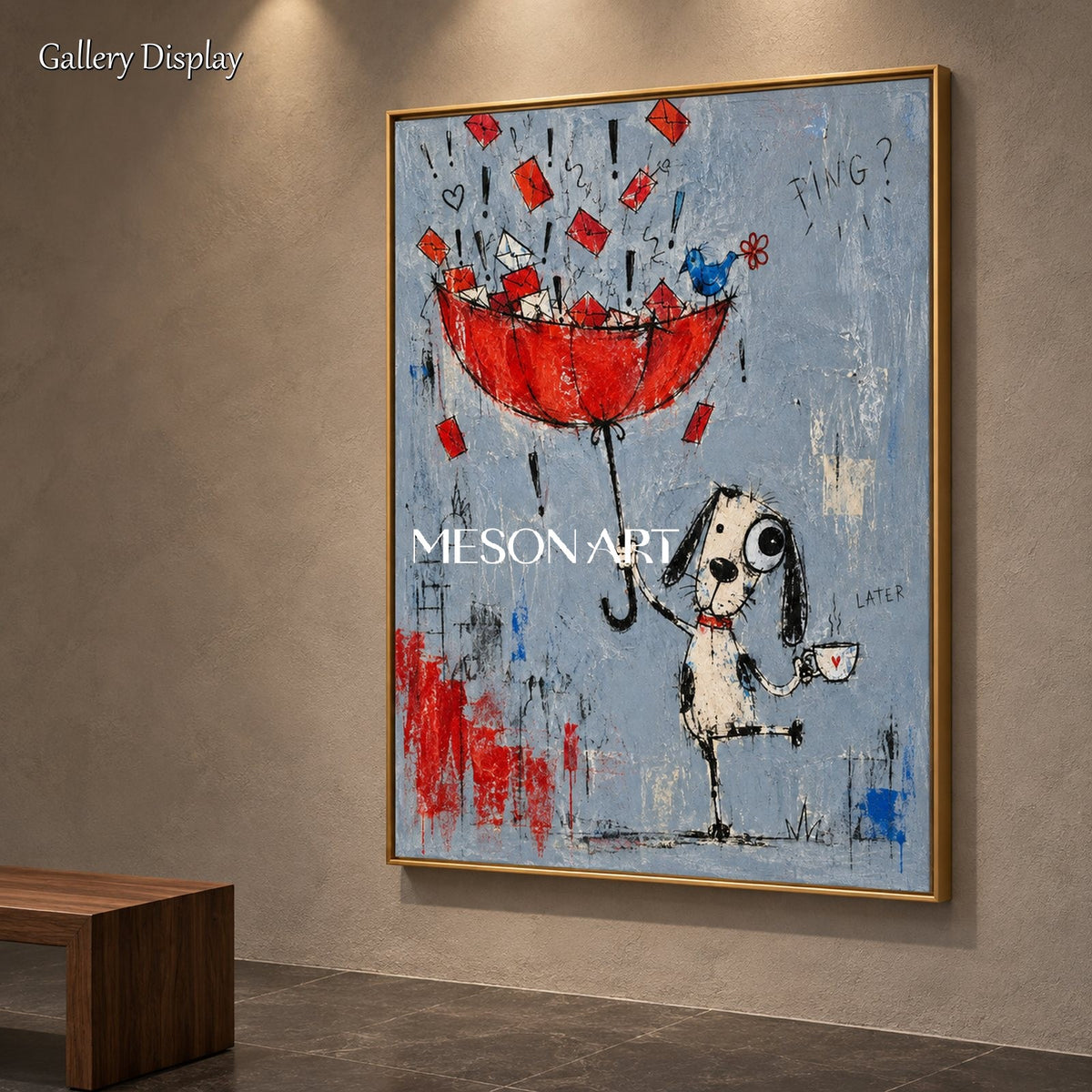 Red And Blue Graffiti Abstract Painting Rectangular Wall Art Original Artist Hand Painted By Mesonart