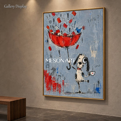 Red And Blue Graffiti Abstract Painting Rectangular Wall Art Original Artist Hand Painted By Mesonart