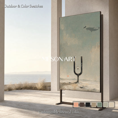 Surrealist Art With Tuning Fork And Sky Whale For Sophisticated Living Room Or Study Decor