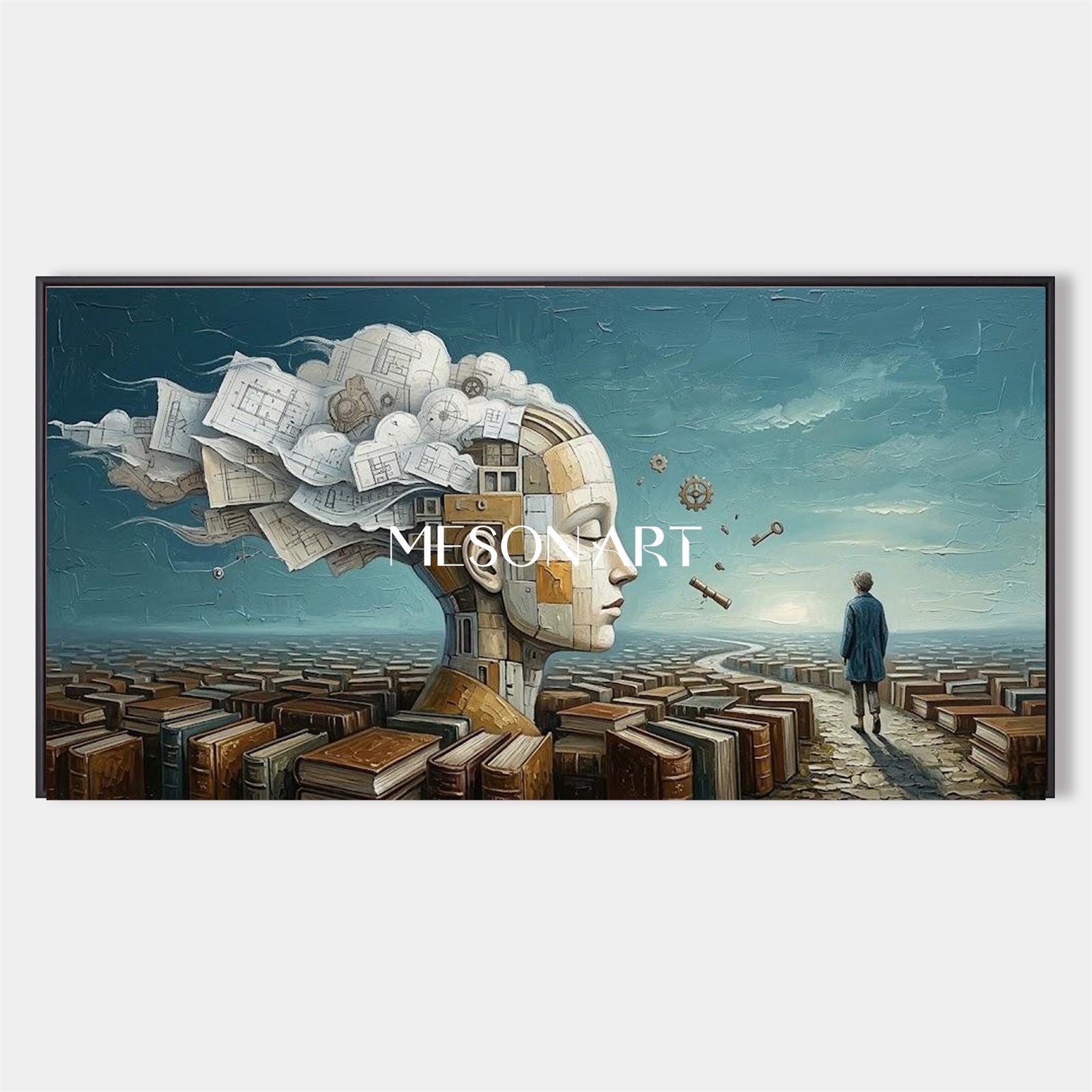 Surreal Library Wall Art For Home Office And Study Dark Academia Decor