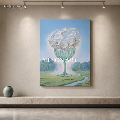 Surrealist Crystal Vessel Painting For Contemporary Home Decor And Executive Office Wall Art