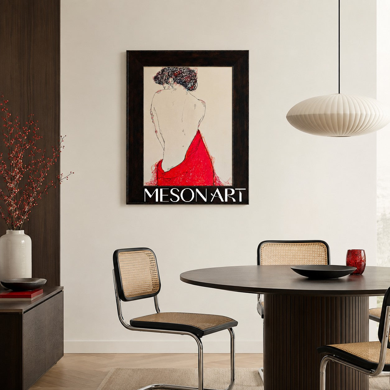 Red And Black Fine Art Collectible Luxury Wall Decor Rectangular Painting By Mesonart