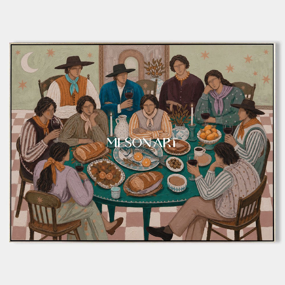 Charming Family Dinner Party Art For Modern Farmhouse Dining Room Decor