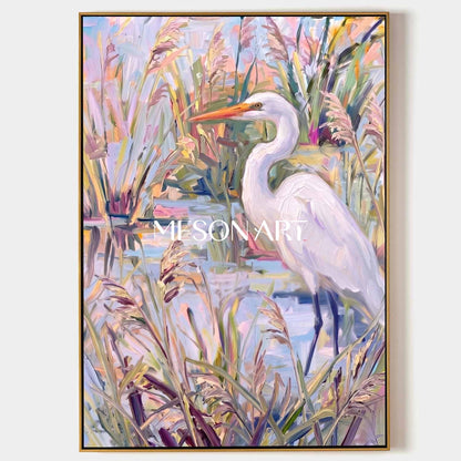 Art Deco Style Bird Painting With Vibrant Colors For Entryway