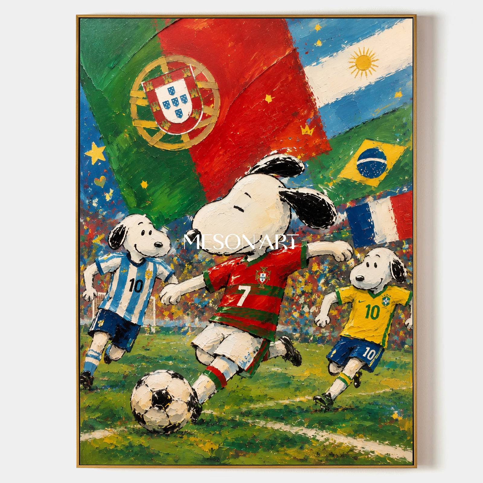 Snoopy World Cup Soccer Painting Vibrant Graffiti Style Art For Kids Room