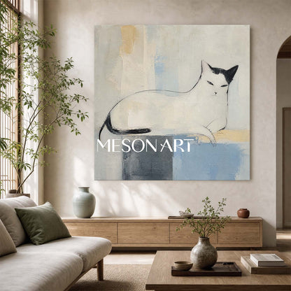 Minimalist Cat Painting Abstract Canvas Wall Art For Living Room Bedroom Decor