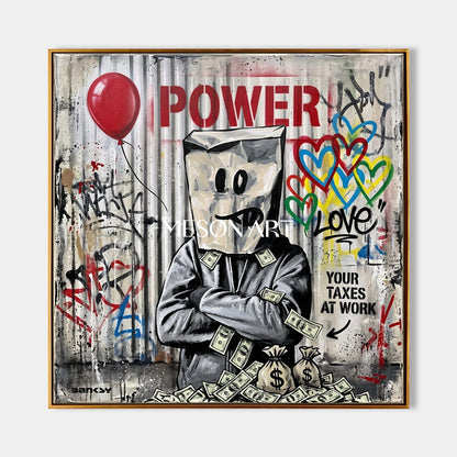 Red And Black Graffiti Painting Square Wall Art For Living Room Original Artist Hand Painted By Mesonart