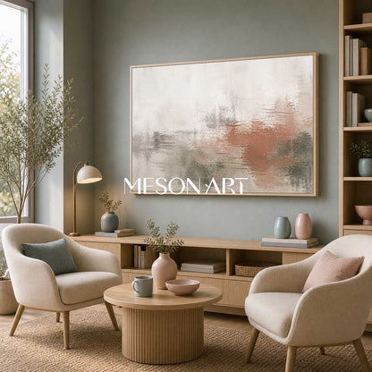 Abstract Minimalist Wall Art For Living Room And Bedroom With Soft Beige Gray Tones