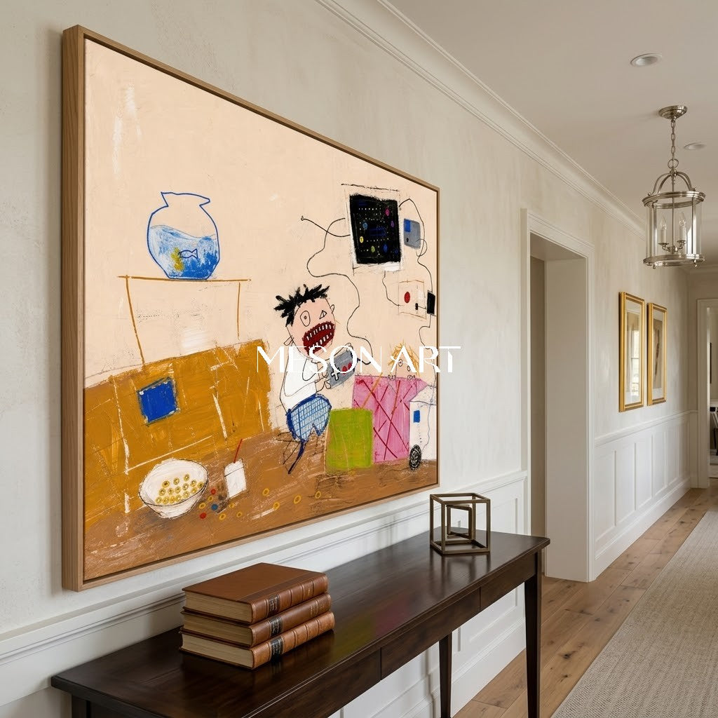 Vibrant Pop Art Graffiti Painting With Cartoon Characters For Modern Living Room Decor