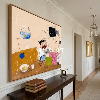 Vibrant Pop Art Graffiti Painting With Cartoon Characters For Modern Living Room Decor
