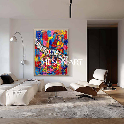Vibrant Family Love Art With Colorful People For Living Room Decor