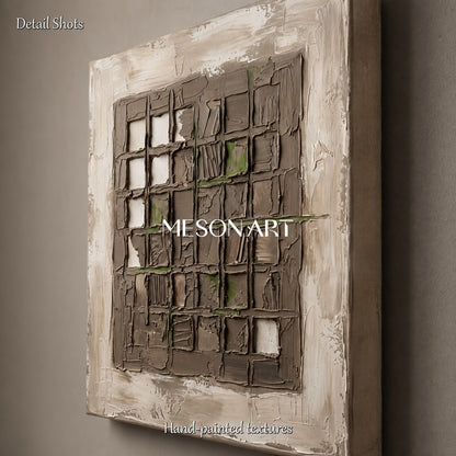 Wabi-Sabi Textured Abstract Art With Earthy Tones For Modern Living Room Decor
