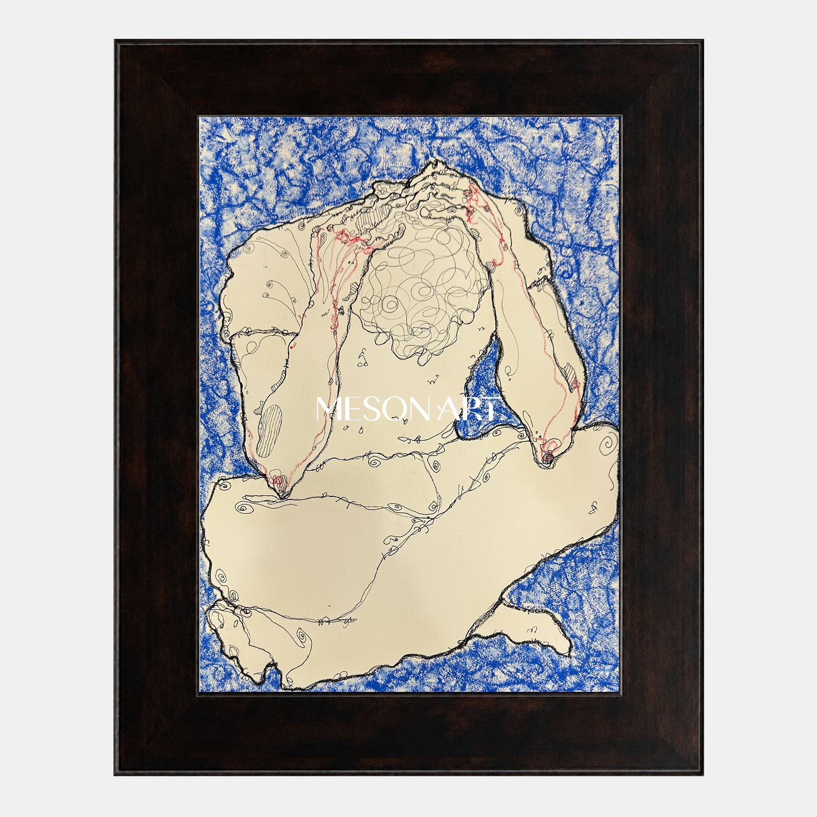 Blue And White Fine Art Statement Piece Rectangular Wall Decor For Living Room Original Artist By Mesonart