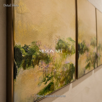 Gold And Green Abstract Expressionist Painting Rectangular Wall Art Original Artist By Mesonart
