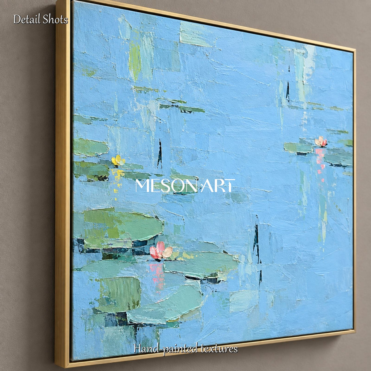 ديكور حائطي مربع من Mesonart لغرفة المعيشة، عبارة عن لوحة فنية تجريدية ذات نسيج طبيعي باللونين الأزرق والأخضر