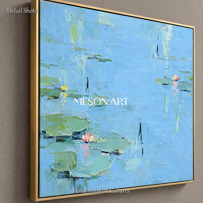 ديكور حائطي مربع من Mesonart لغرفة المعيشة، عبارة عن لوحة فنية تجريدية ذات نسيج طبيعي باللونين الأزرق والأخضر
