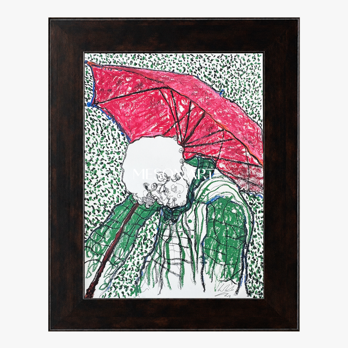 Red And Green Figurative Expressionist Painting Modern Art Rectangular Wall Decor By Mesonart