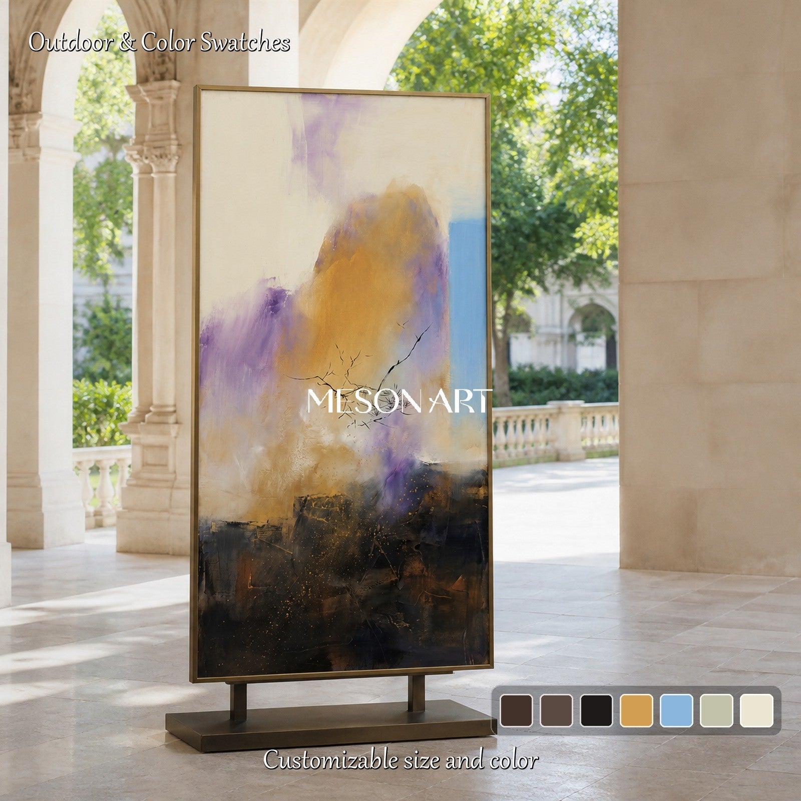 Purple And Gold Abstract Landscape Painting Panoramic Modern Contemporary Art Original Artist By Mesonart