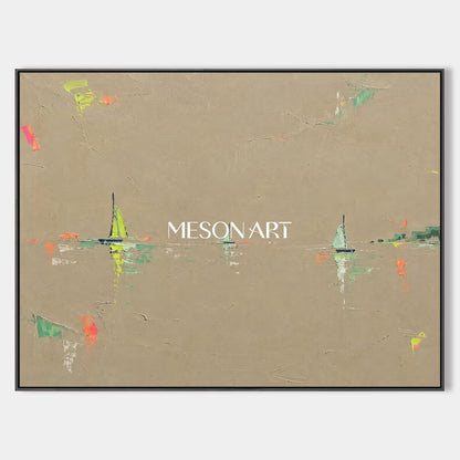 Brown And Green Abstract Landscape Painting Rectangular Palette Knife Art By Mesonart