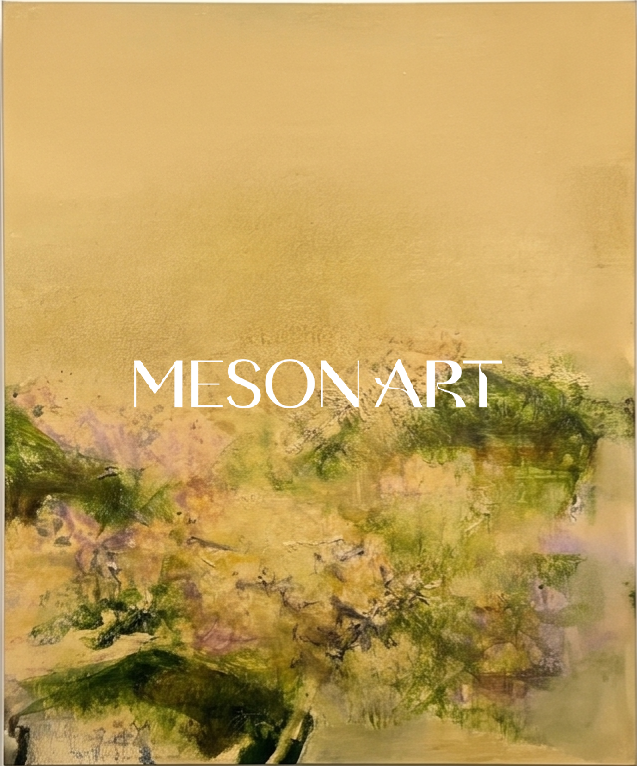 Gold And Green Abstract Expressionist Painting Rectangular Wall Art Original Artist By Mesonart