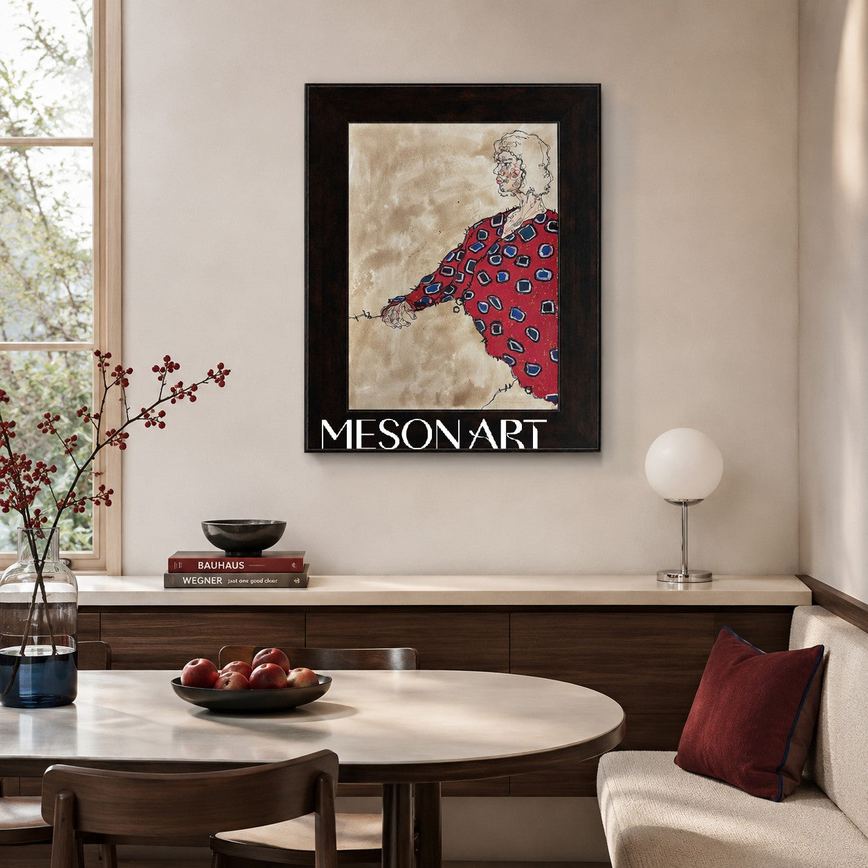 Red And Beige Contemporary Painting Original Artist Statement Artwork Rectangular Wall Decor For Living Room By Mesonart