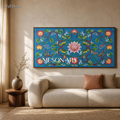 Blue And Green Islamic Arabesque Art Original Artist Panoramic Wall Decor By Mesonart