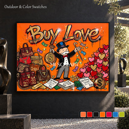 Orange Pop Art Graffiti Wall Art Rectangular Gaming Cartoon KAWS Style By Mesonart