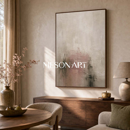 Minimalist Abstract Painting In Earth Tones With Soft Texture For Modern Home Decor