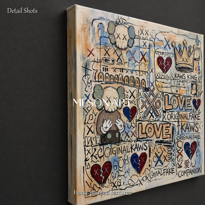Original Abstract Pop Art Painting With Iconic Figures For Modern Living Room