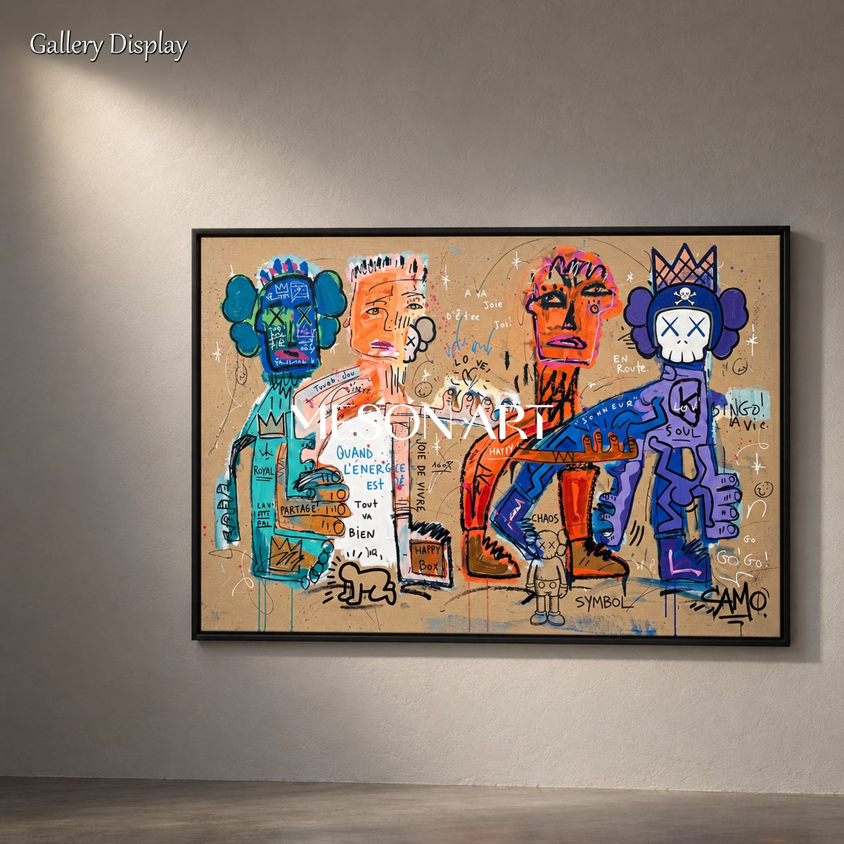 Orange And Blue Modern Graffiti Art Rectangular Wall Decor Original Artist Hand Painted By Mesonart