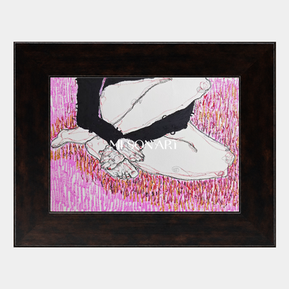 Pittura figurativa astratta moderna con sfondo rosa per decorare le pareti del soggiorno