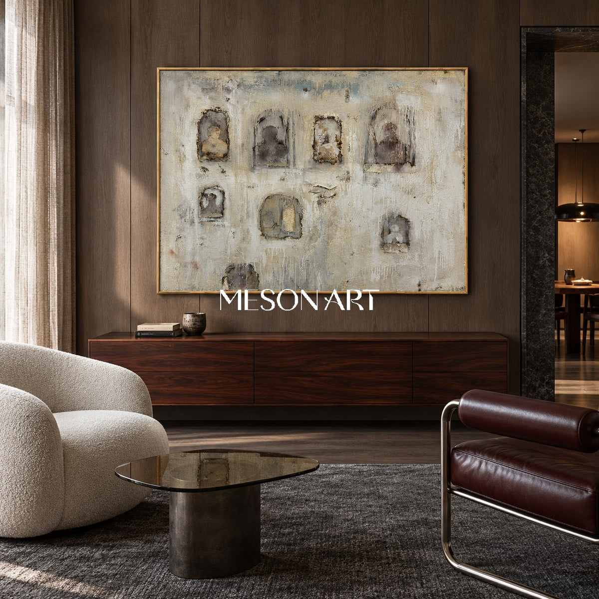 Neutral And Gray Abstract Painting Original Artist Hand Painted Mixed Media Textured Wall Art For Living Room By Mesonart