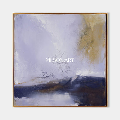White And Gold Abstract Landscape Painting Square Wall Art Original Artist Hand Painted By Mesonart