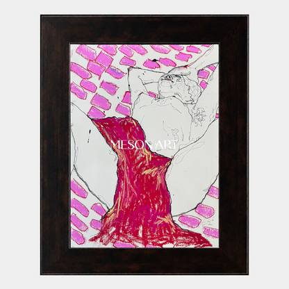 Pink And Red Figurative Expressionism Portrait Painting Original Artwork By Mesonart