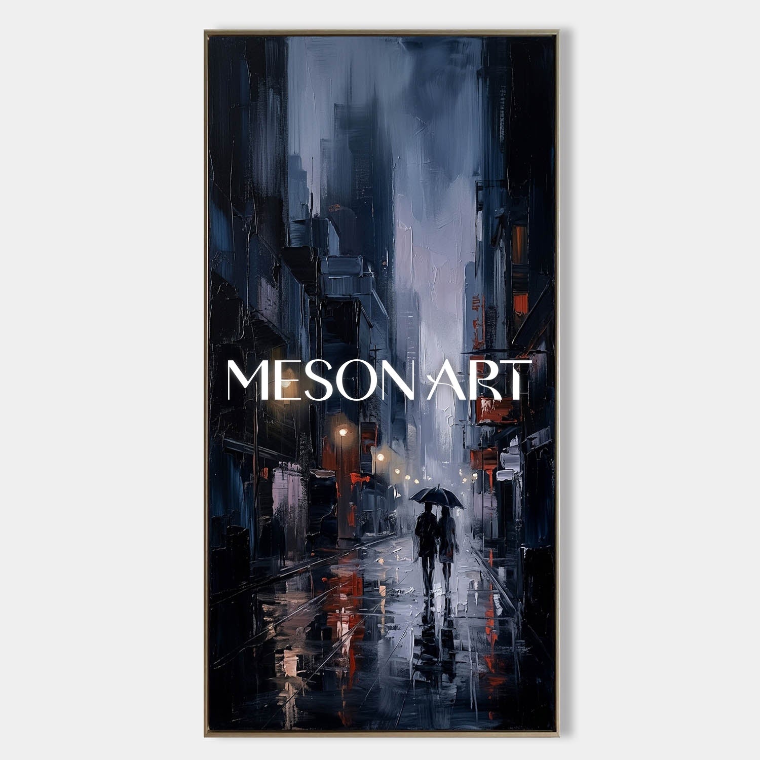 Abstract City Painting With Plaster Texture For Modern Living Room Decor