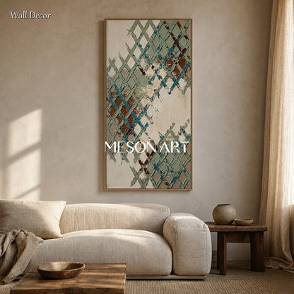 Minimalist Geometric Abstract Art With Textured Relief For Modern Living Room Decor