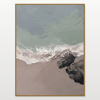 Gray And Brown Neutral Landscape Painting Rectangular Wall Art Original Artist Hand Painted By Mesonart