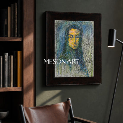 Blue And Green Contemporary Figurative Painting Rectangular Wall Art Original Artist Fine Artwork By Mesonart