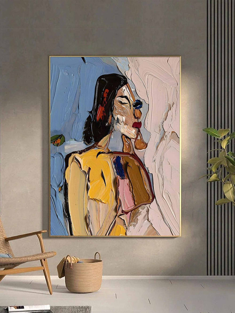 Thick Abstract Woman Canvas Oil Painting Abstract Woman Textured Art Palette Knife Figure Painting