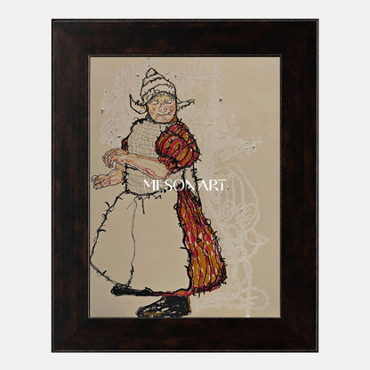 Modern Abstract Figure Painting With Expressive Lines For Living Room Decor