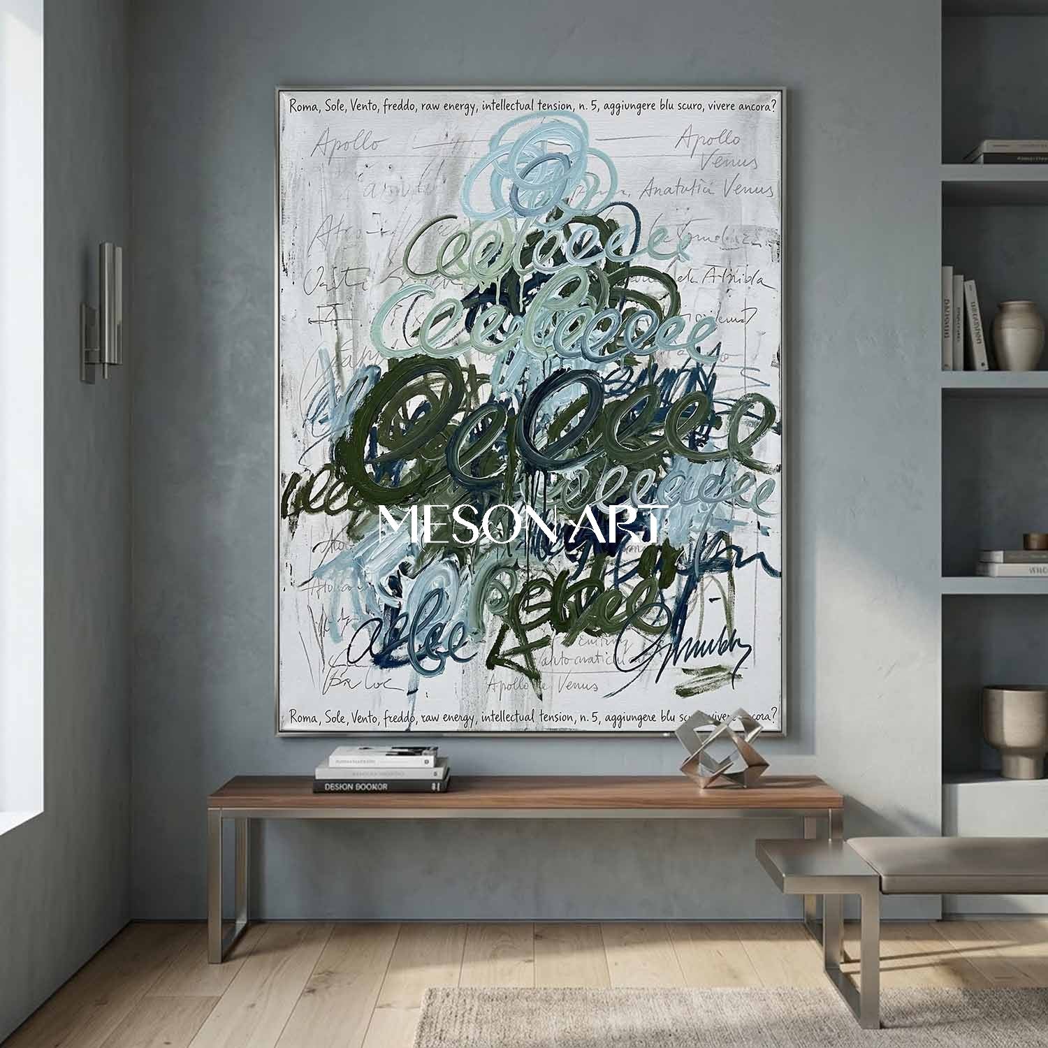 Original Graffiti Abstract Scribble Oil Painting Modern Office Decor 