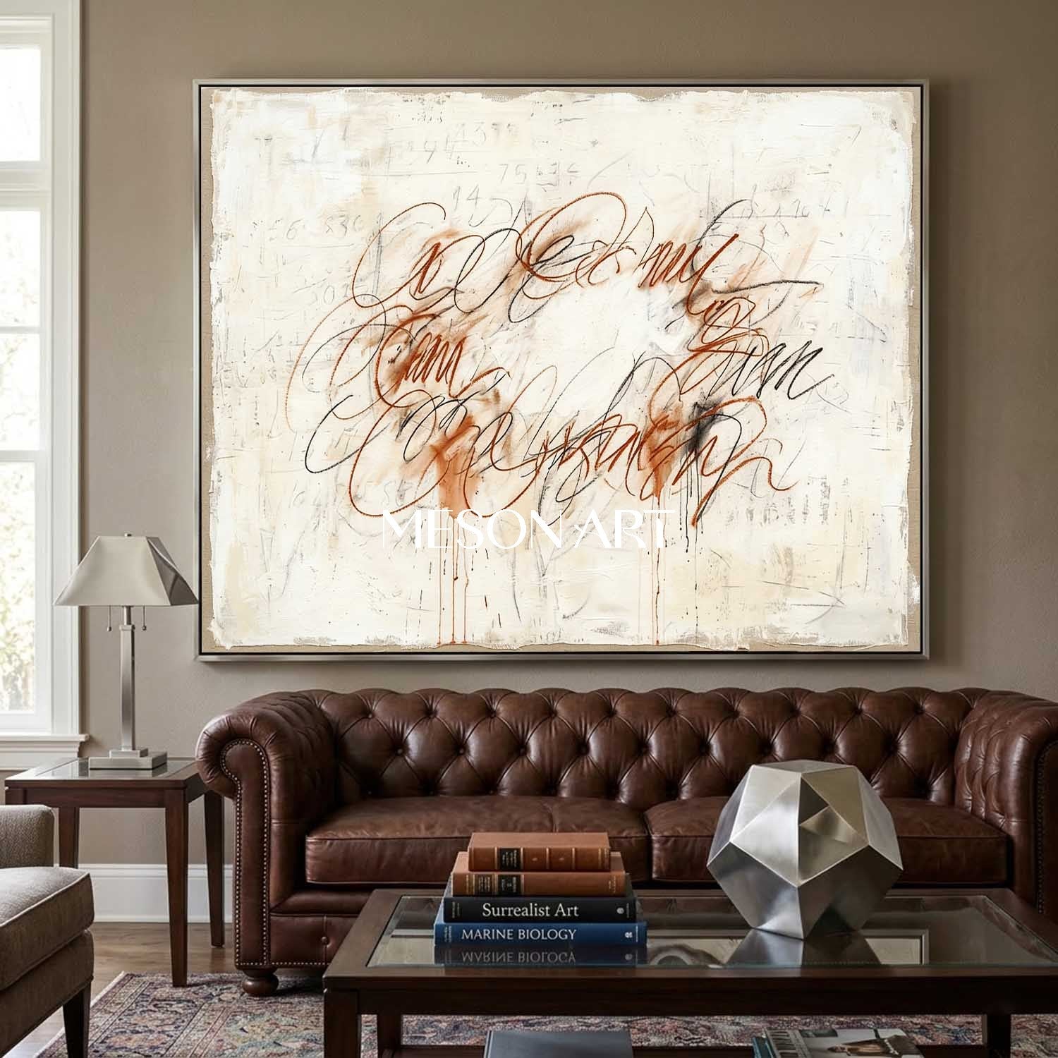 Vintage Script Minimalist Canvas Hand Painted Scribble Hallway Wall Art