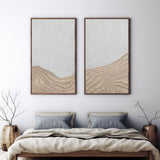 Brown and White Texture Painting Set of 2 Brown and White Minimalist Canvas Wall Art Wabi Sabi Art