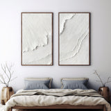 Large White Wave Texture Painting Set of 2 White Wave Abstract Minimalist Canvas Wall Art for Sale