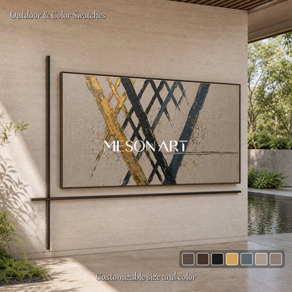 Minimalist Abstract Painting With Gold Accents For Living Room And Home Office Decor