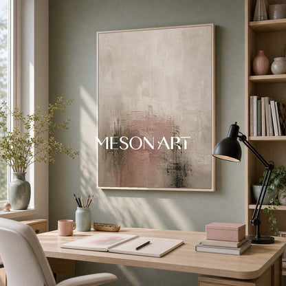 Minimalist Abstract Painting In Earth Tones With Soft Texture For Modern Home Decor